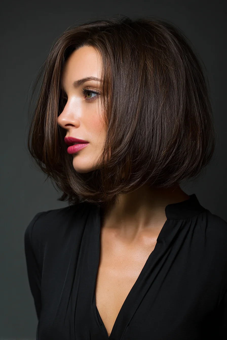 Layered Chin-Length Bob with Voluminous Blowout