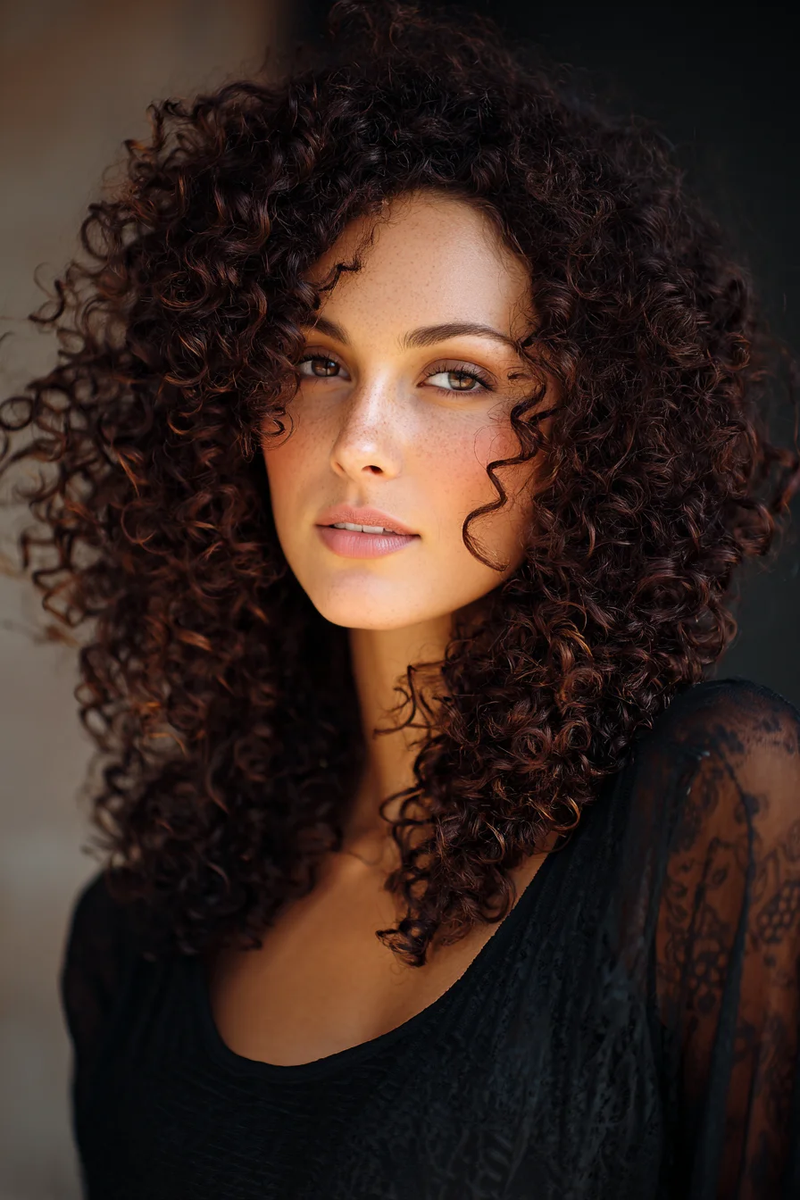 Layered Voluminous Ringlet Curls — Shoulder-Length Curly Style