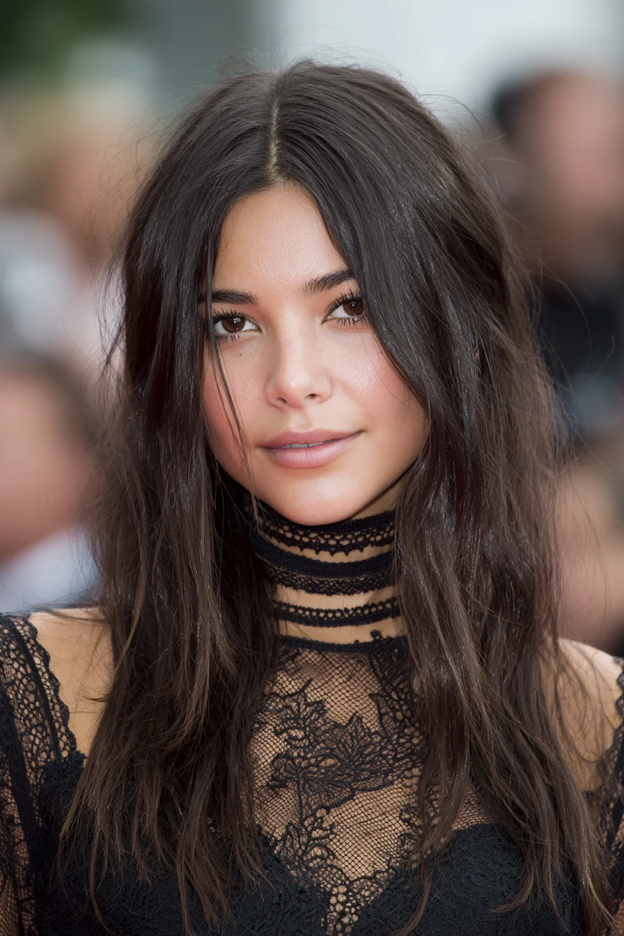 Lived-In Textured Long Layers with Center Part