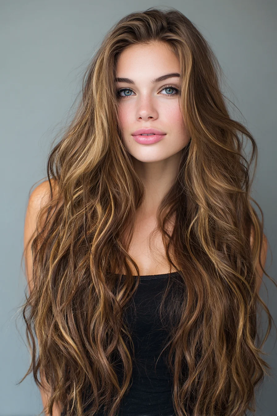 Long Beach Waves with Face-Framing Layers & Balayage Highlights