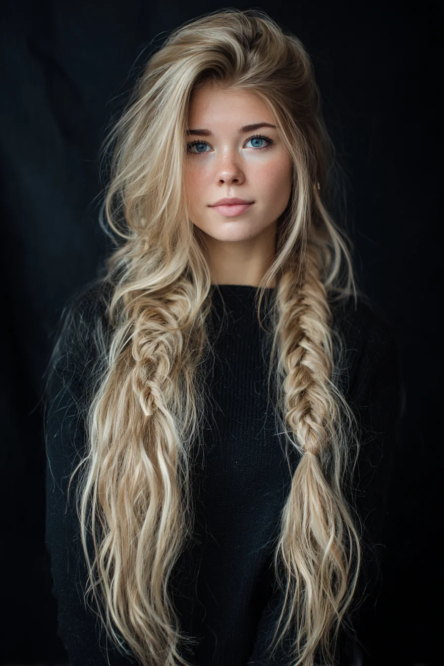 Long Beachy Fishtail Braids with Voluminous Crown (Boho Blonde)