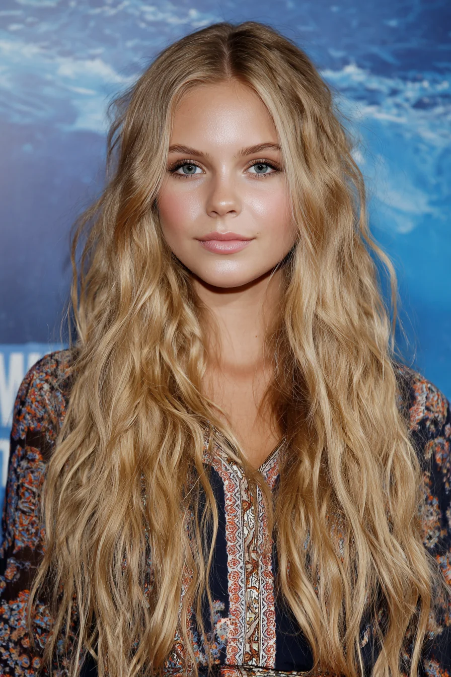 Long Beachy Waves with Soft Face‑Framing Layers
