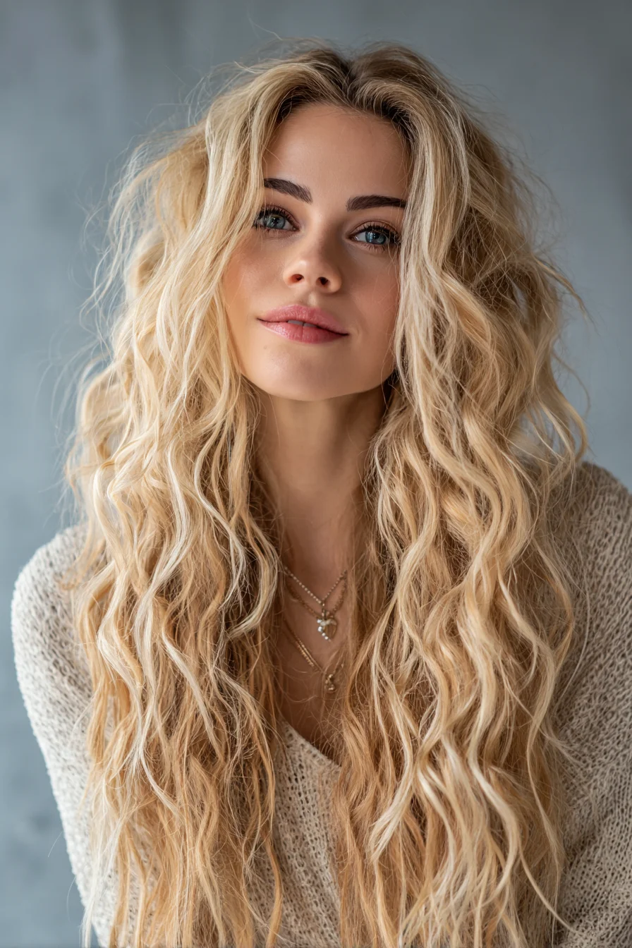 Long Beachy Waves with Textured Layers for Natural Volume