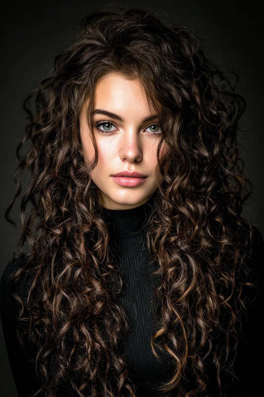 Long Defined Natural Curls with Layered Shape
