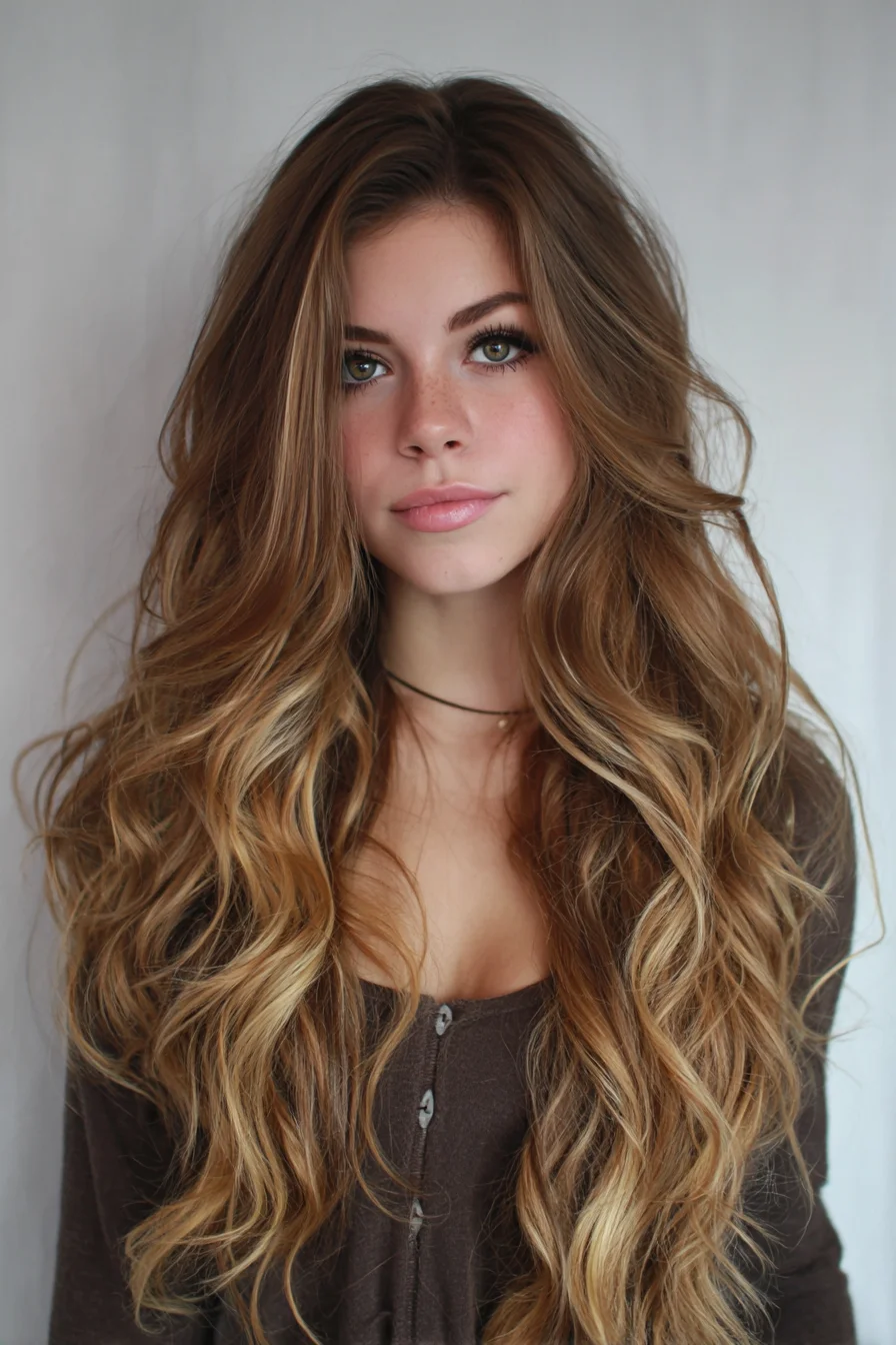 Long Layered Balayage Waves with Face‑Framing Layers