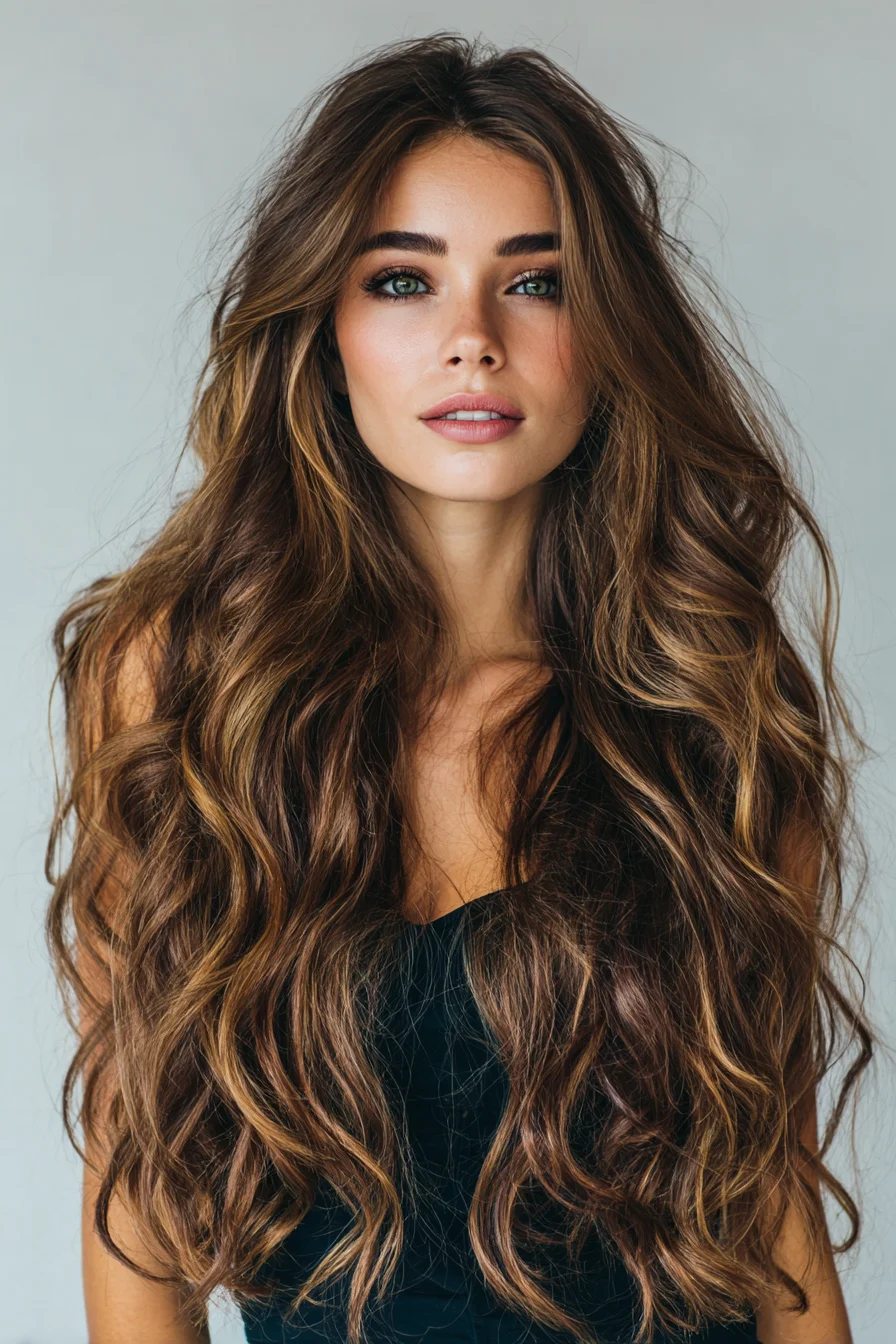 Long Layered Beach Waves with Face‑Framing Highlights