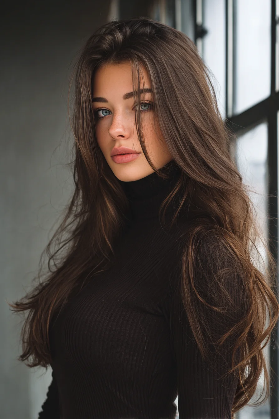 Long Layered Blowout with Soft Curtain Face-Framing