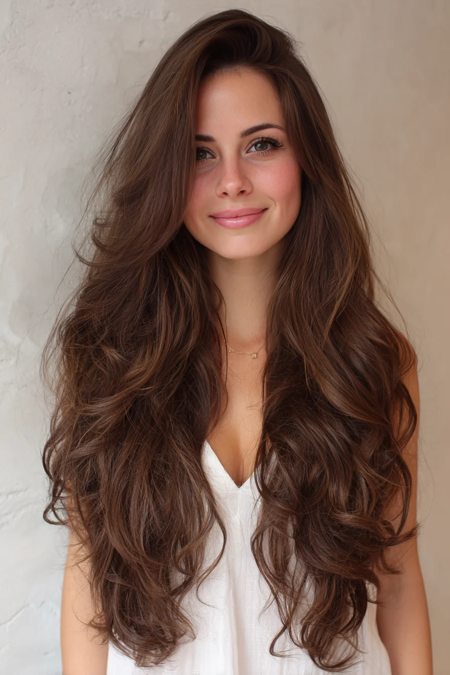 Long Layered Blowout with Voluminous Face‑Framing Waves