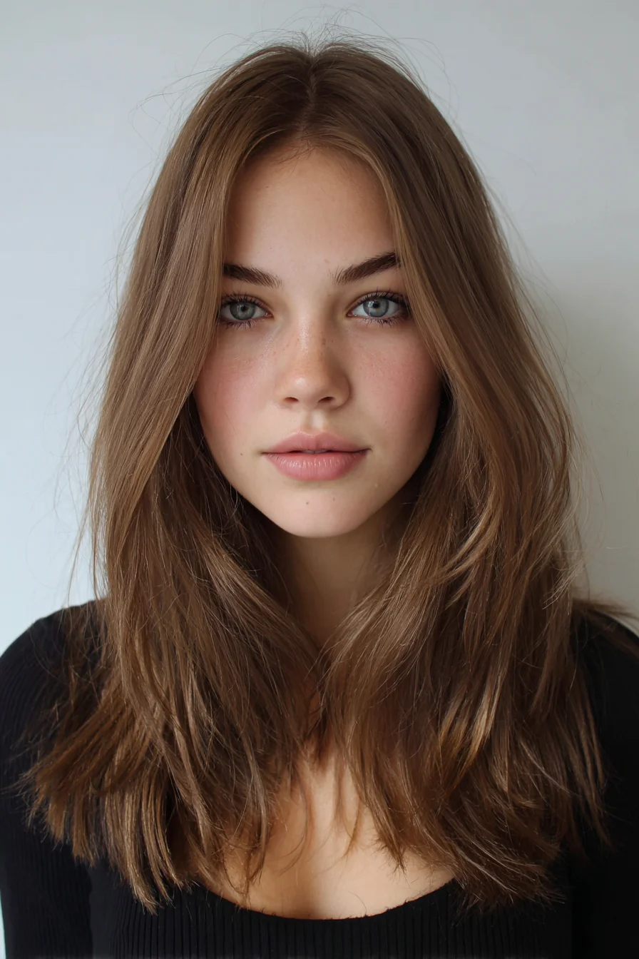 Long Layered Cut with Face‑Framing Curtain Pieces