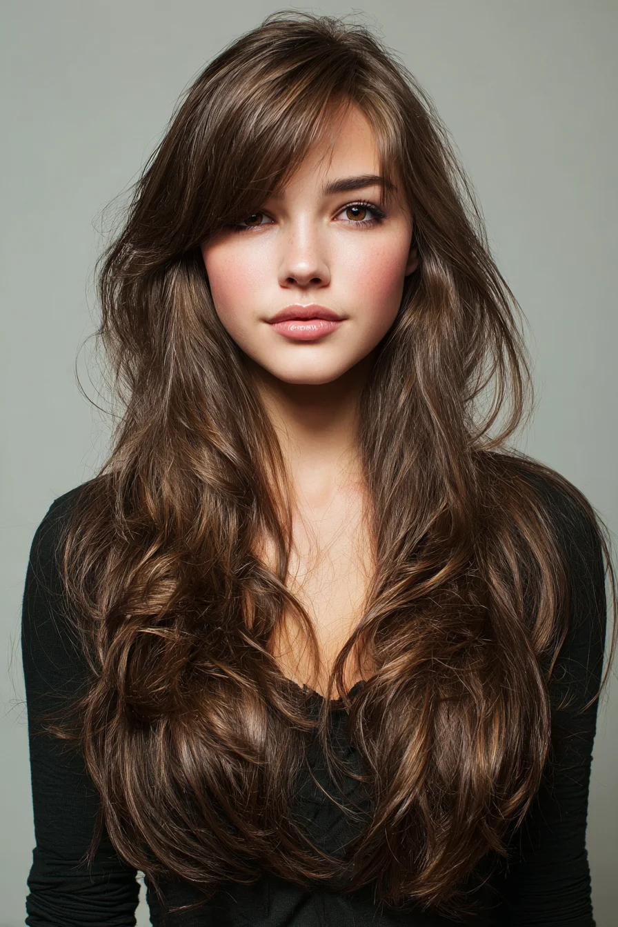 Long Layered Cut with Face‑Framing Fringe and Soft Waves