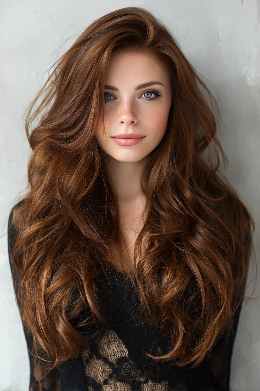 Long Layered Voluminous Waves with Side-Swept Texture