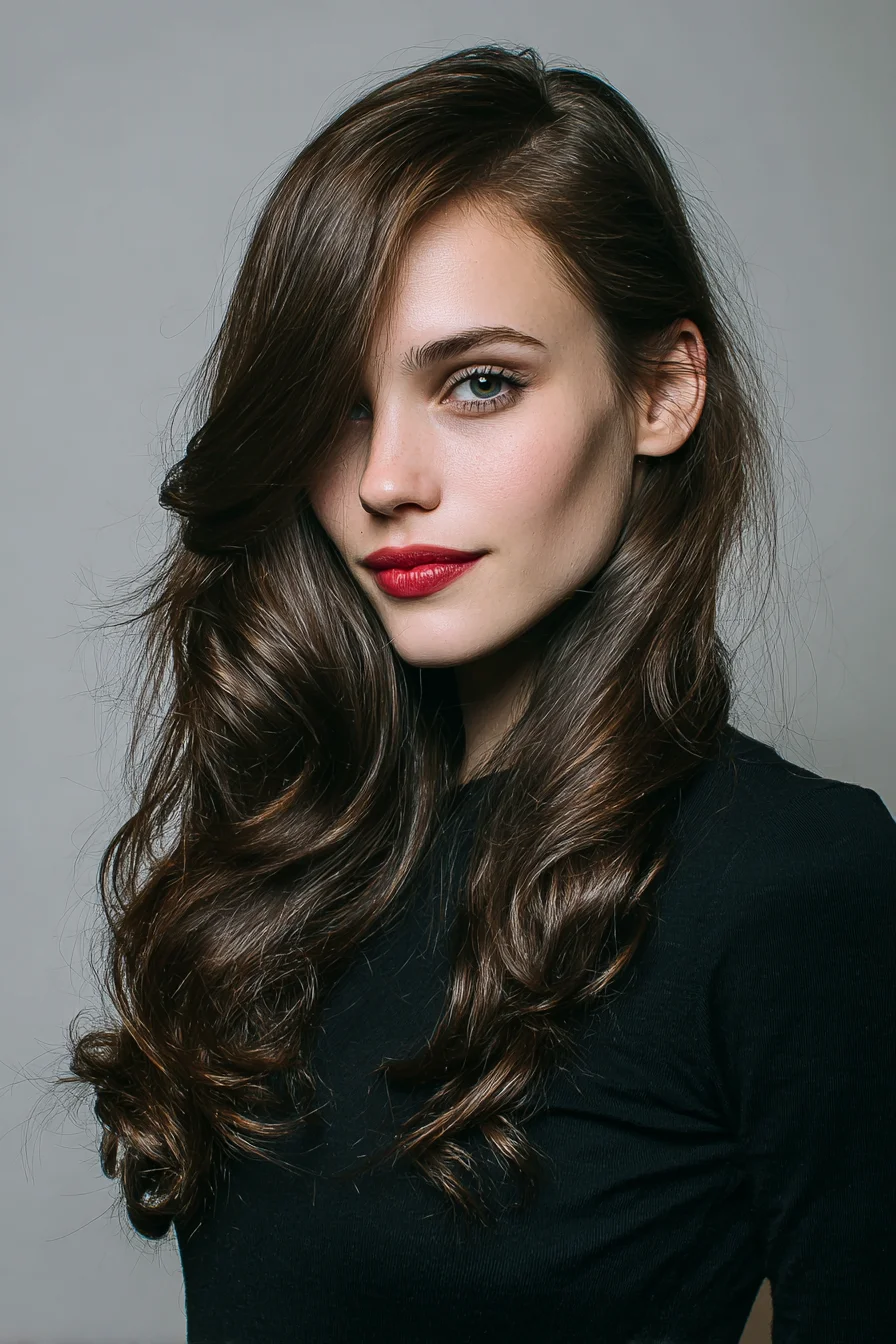 Long Layered Waves with Deep Side Part — Soft Salon Blowout