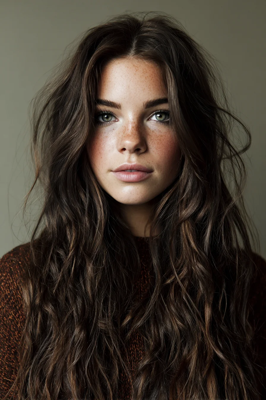 Long Textured Beach Waves with Face‑Framing Layers