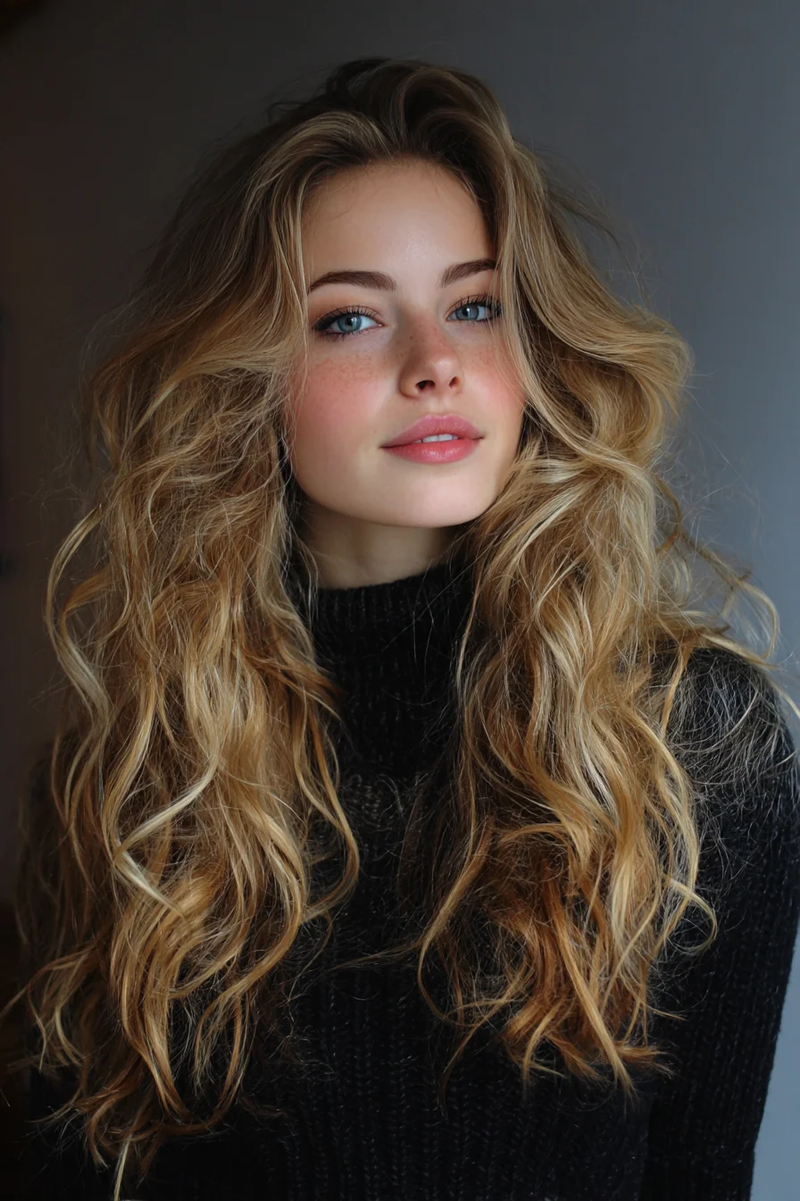 Long Textured Beach Waves with Face-Framing Layers