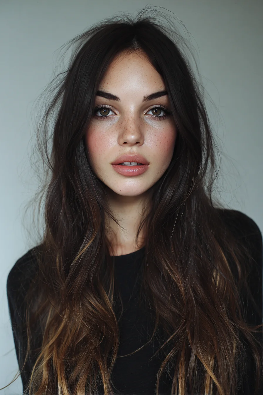 Long Textured Layers with Loose Beach Waves and Subtle Balayage