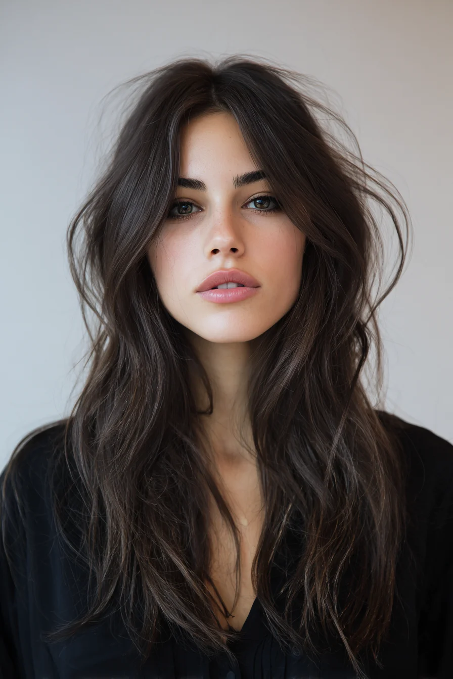 Long Textured Layers with Soft Curtain Fringe