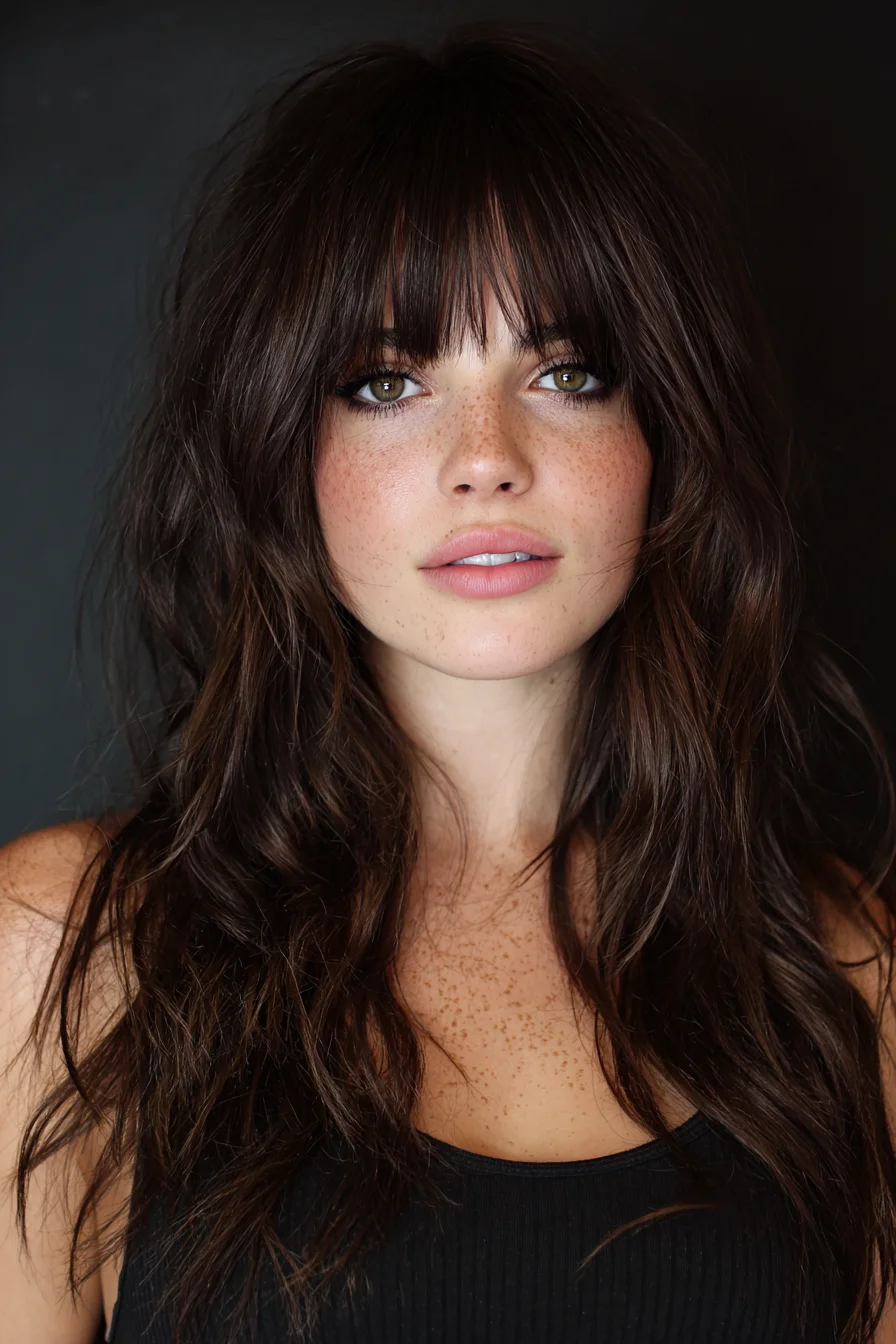 Long Textured Layers with Soft Fringe and Beachy Waves