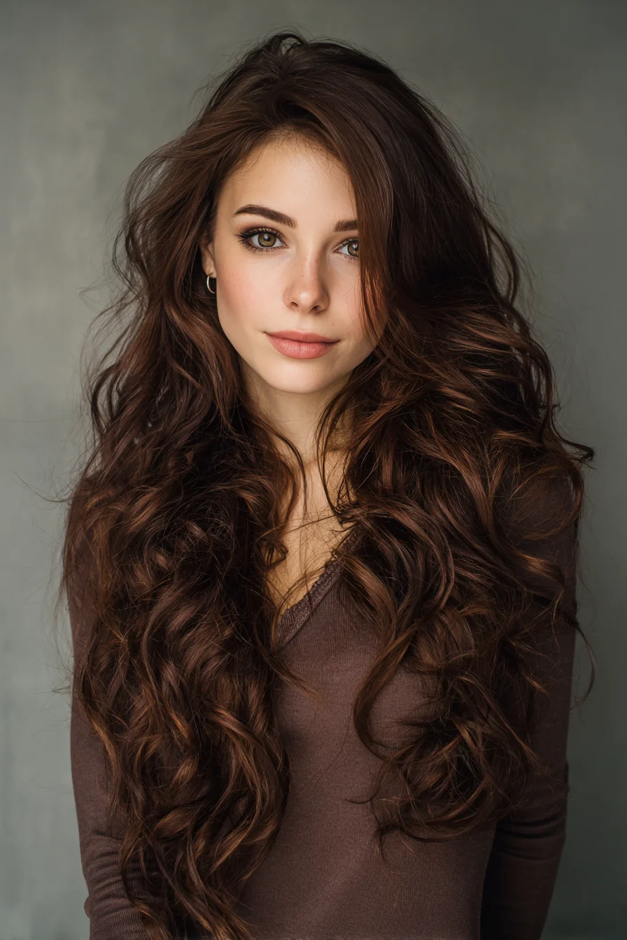 Long Voluminous Layered Waves with Face‑Framing Pieces