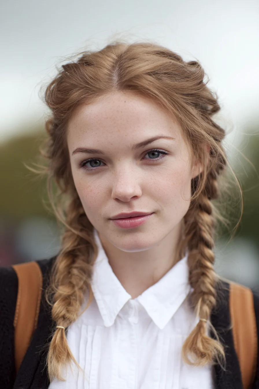 Loose Double Dutch Braids with Face‑Framing Tendrils