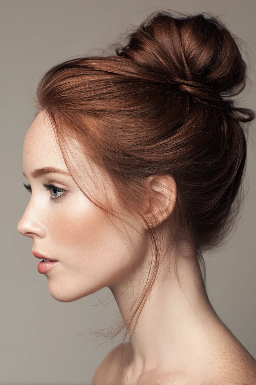 Loose Messy Top Knot Bun with Face‑Framing Tendrils