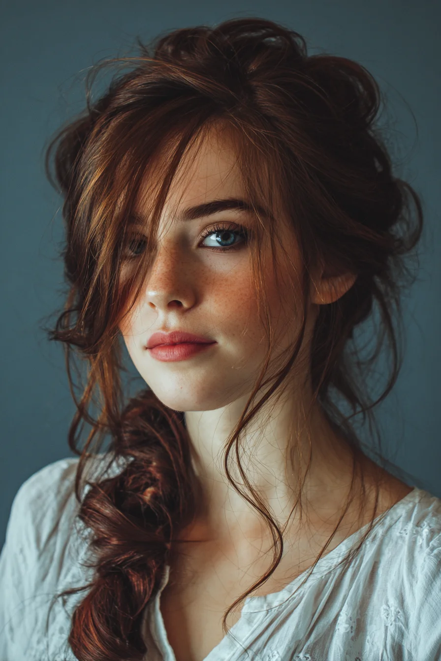 Loose Textured Side Braid with Face-Framing Tendrils