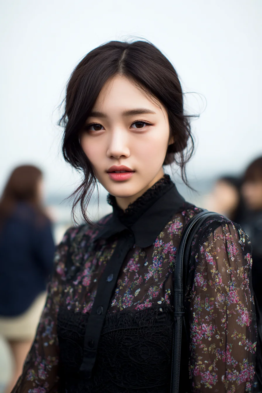 Low Loose Bun with Face-Framing Tendrils and Soft Waves