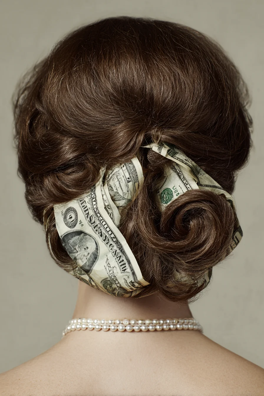 Low Twisted Chignon with Scarf Wrap — Vintage-Inspired Updo for Medium Hair