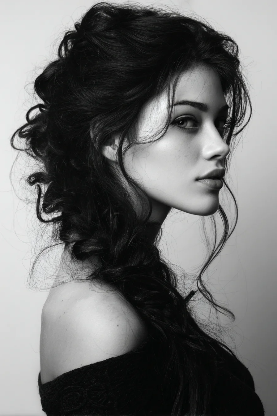 Messy Romantic Side Braid with Face‑Framing Tendrils