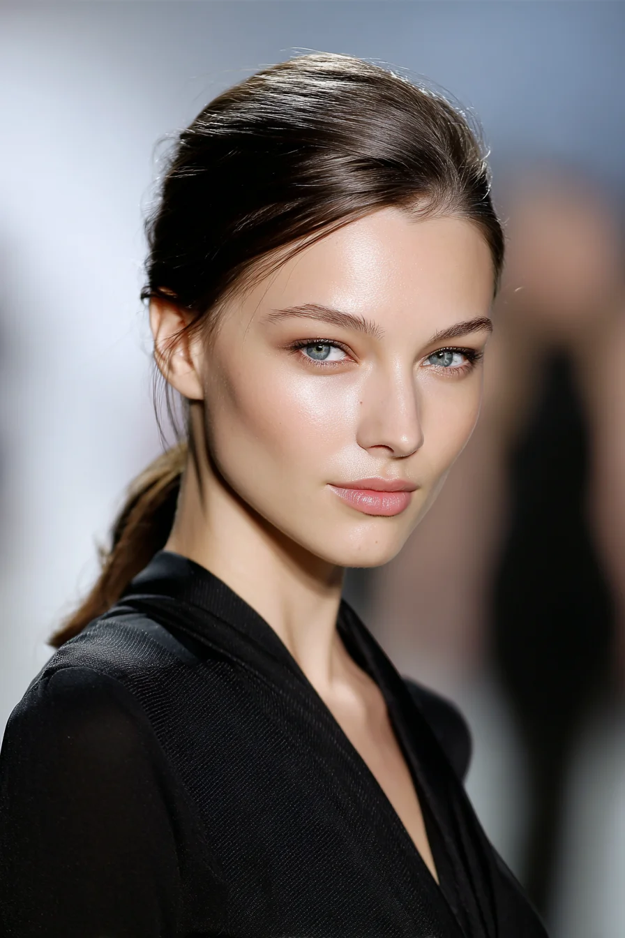 Polished Sleek Low Ponytail with Soft Crown Volume