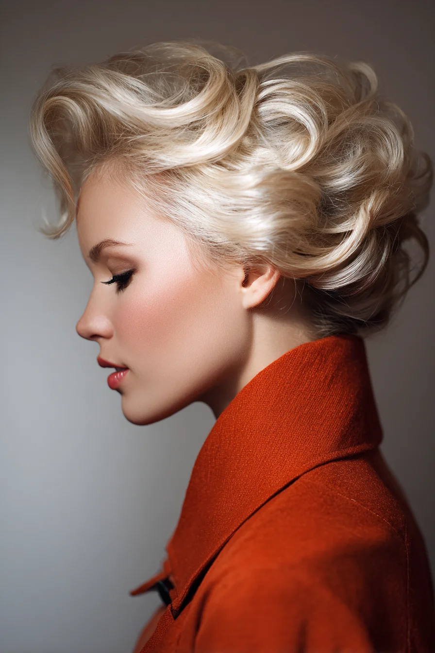 Retro Voluminous Finger-Wave Updo for Fine–Medium, Shoulder-Length Hair