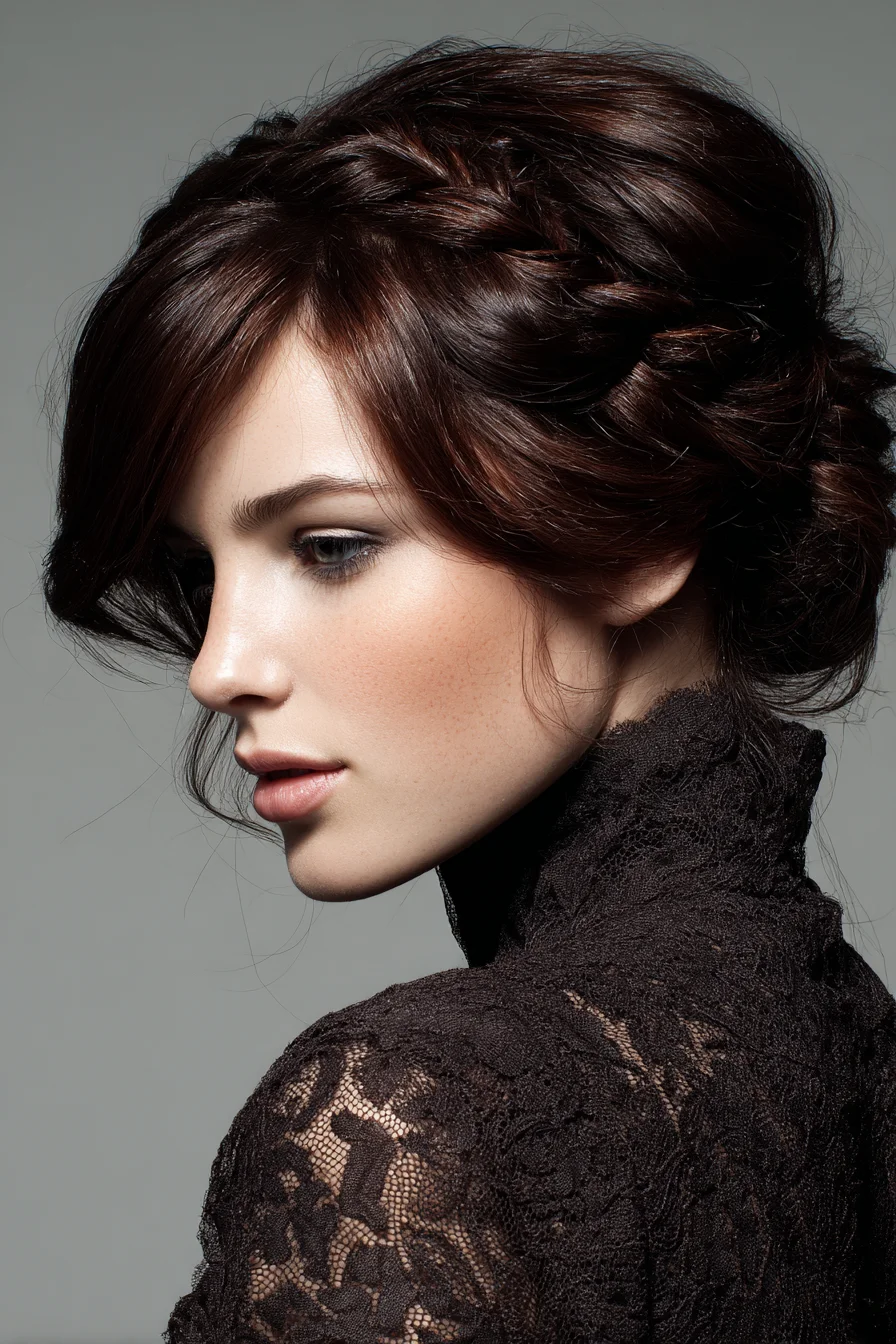 Romantic Braided Low Bun Updo for Medium–Long Hair