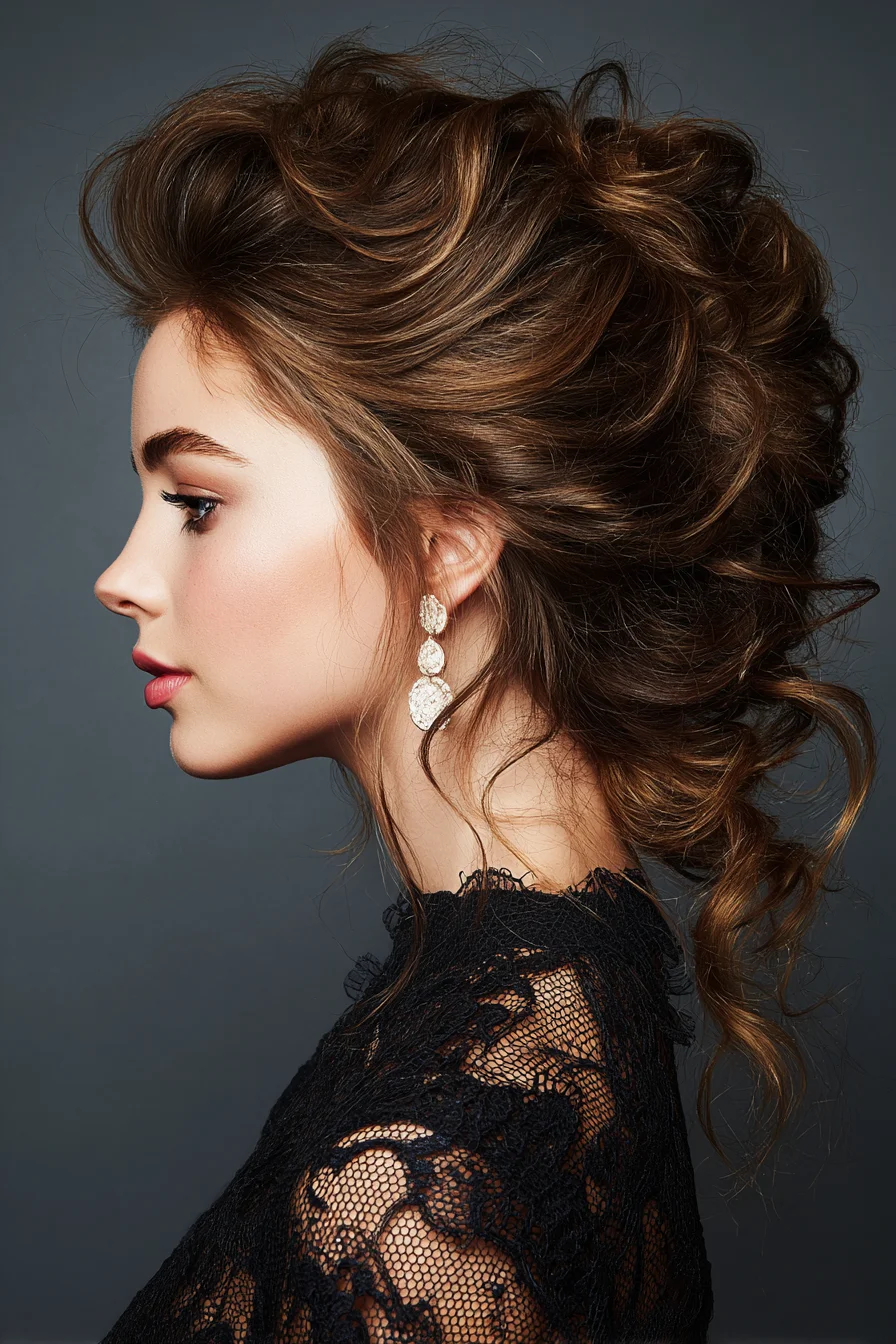 Romantic Textured Messy Updo for Medium-Long Wavy Hair