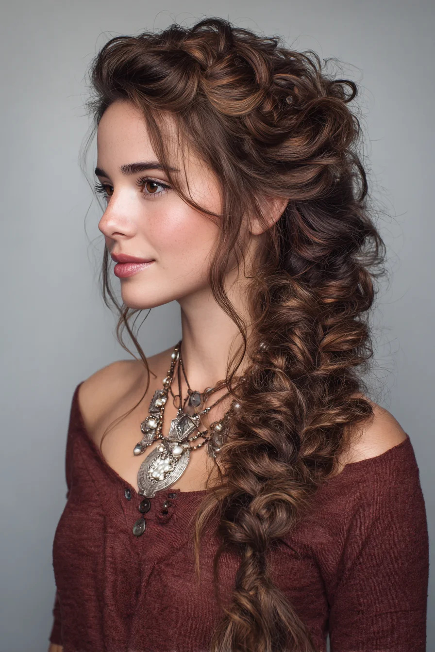 Romantic Voluminous Side Braid with Textured Waves