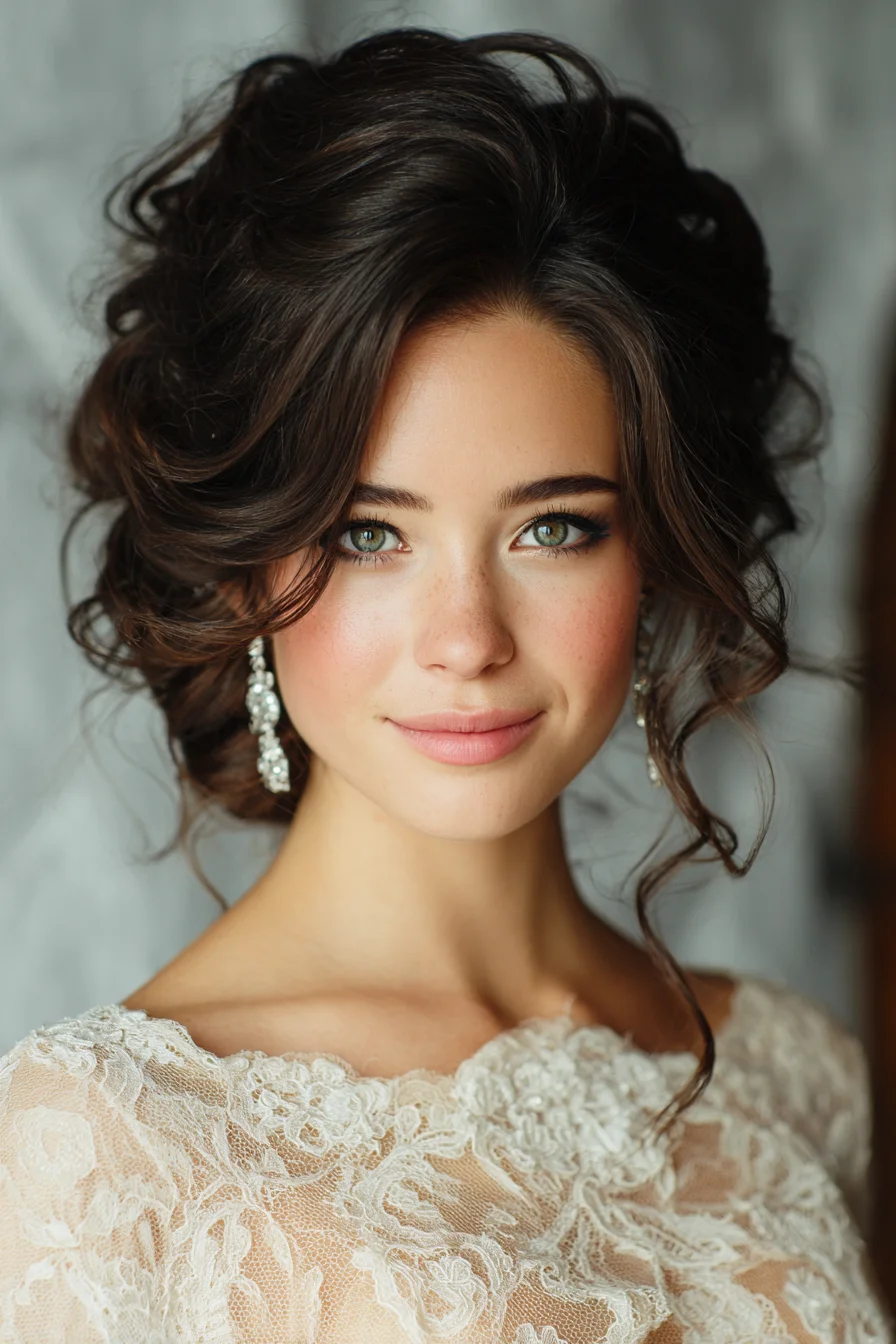 Romantic Voluminous Updo with Face‑Framing Curls