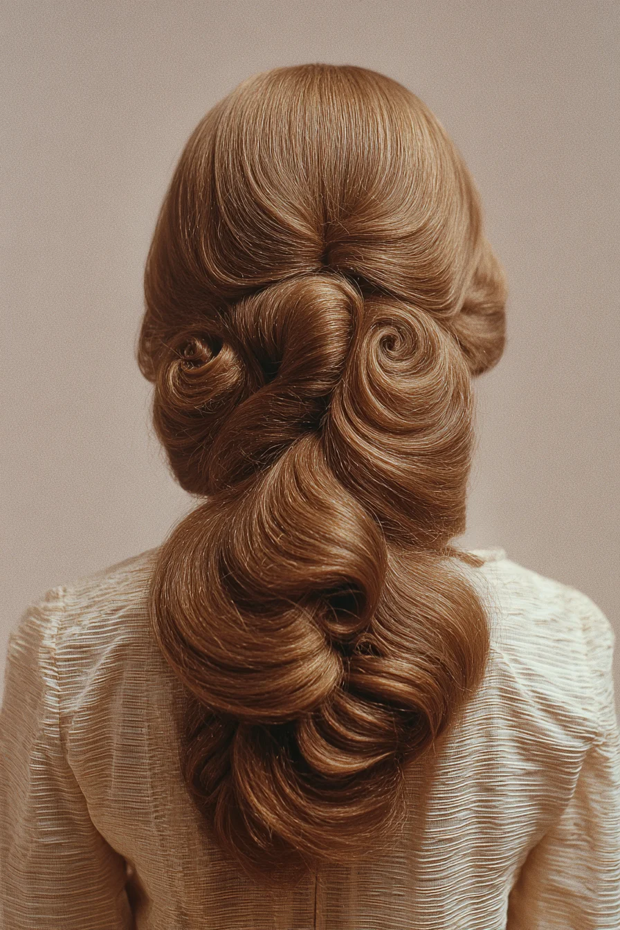 Sculpted Vintage Waves with Rolled Low Chignon