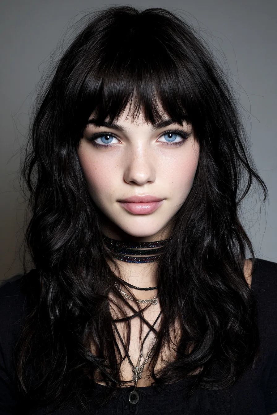 Shaggy Long Layers with Wispy Blunt Fringe and Tousled Beach Waves