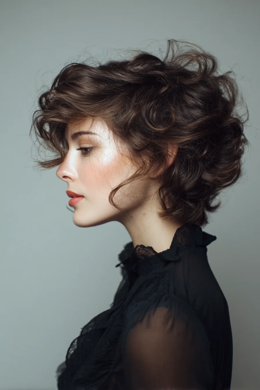 Short Textured Curly Bob with Face-Framing Layers