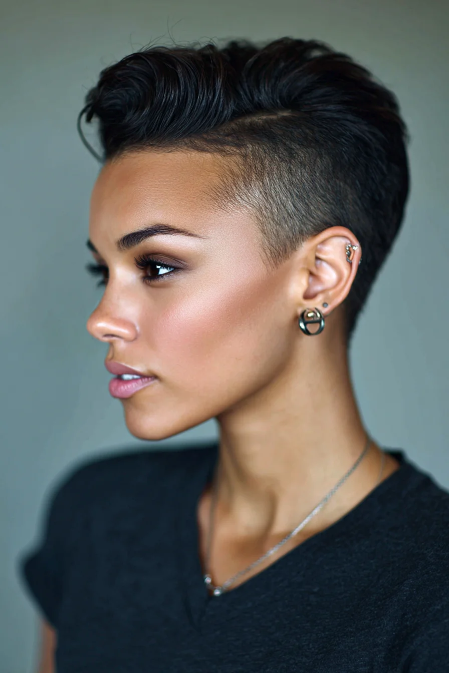 Short Textured Pixie with Undercut and Voluminous Top