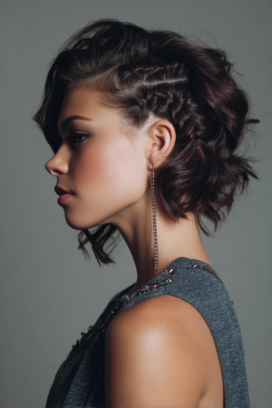 Short Wavy Bob with Accent Side Micro Braids