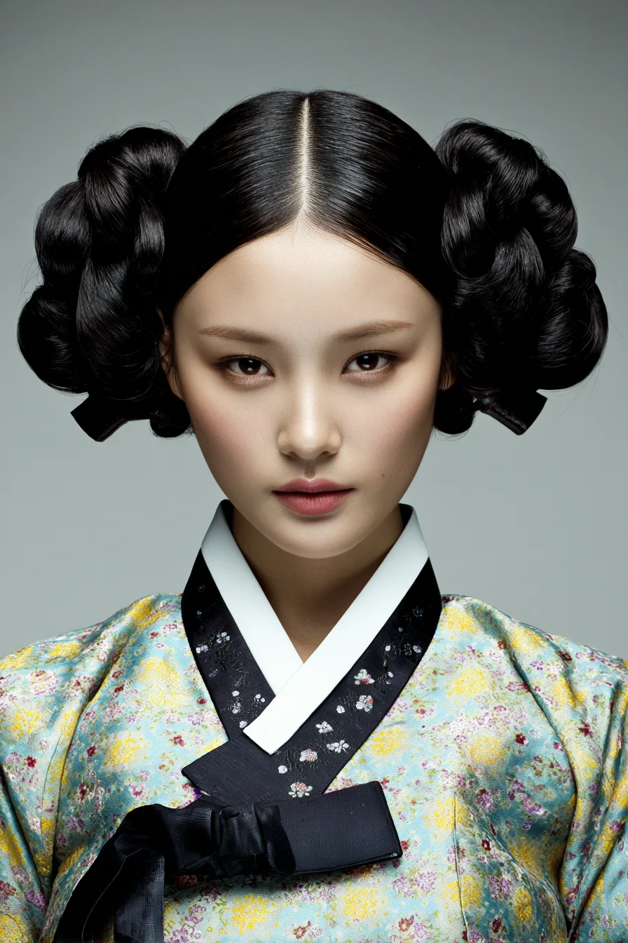 Sleek Center-Part Double Loop Buns (Traditional-Inspired Braided Chignons)