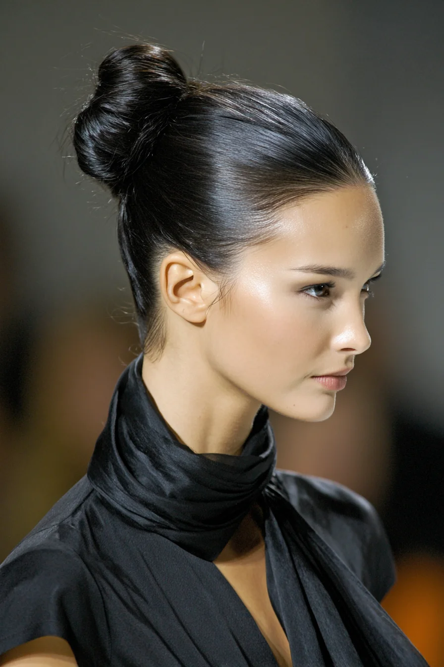 Sleek High Ballet Bun — Polished Updo for Straight to Wavy Hair