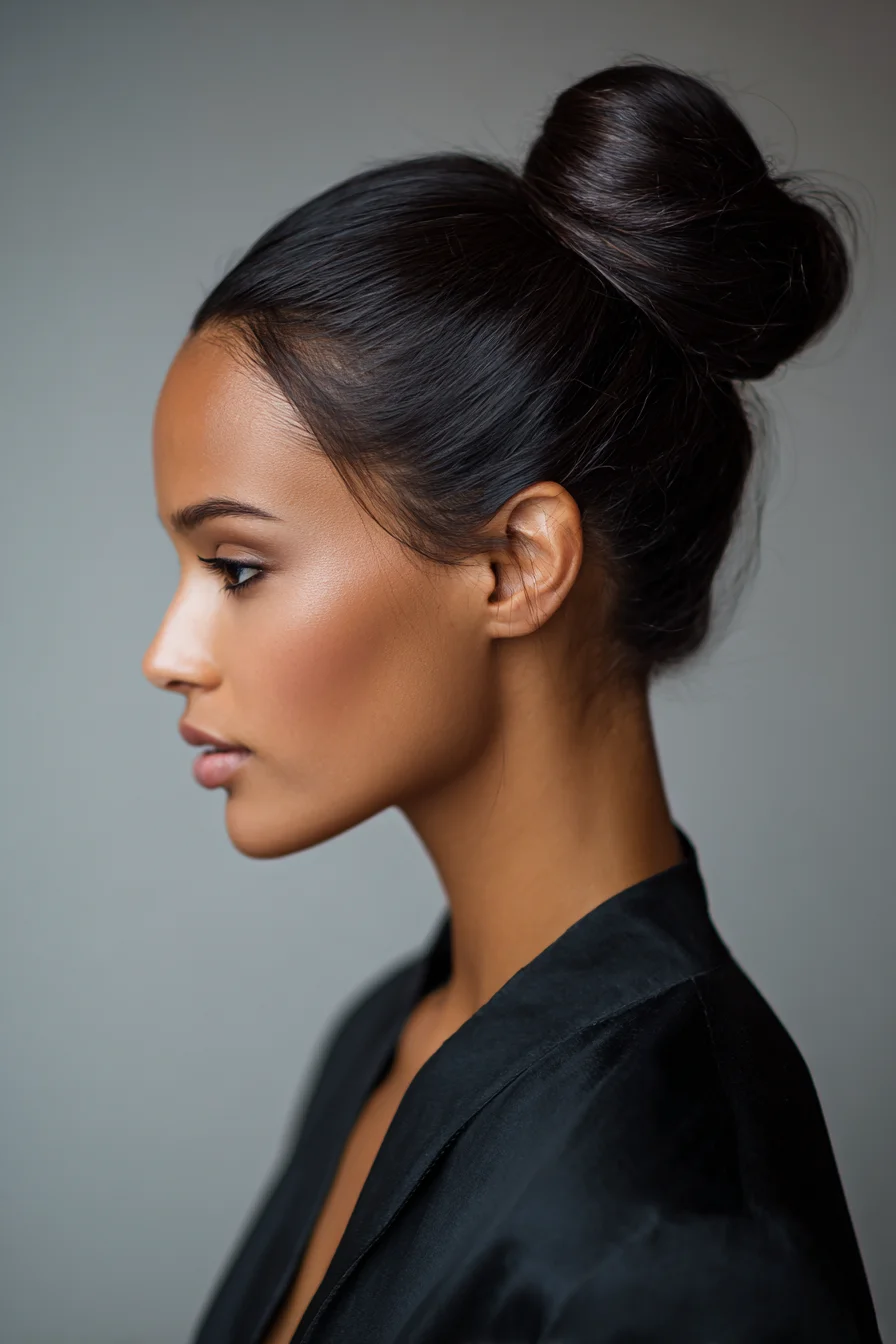 Sleek High Bun — Smooth Top Knot Updo for Fine to Thick Hair