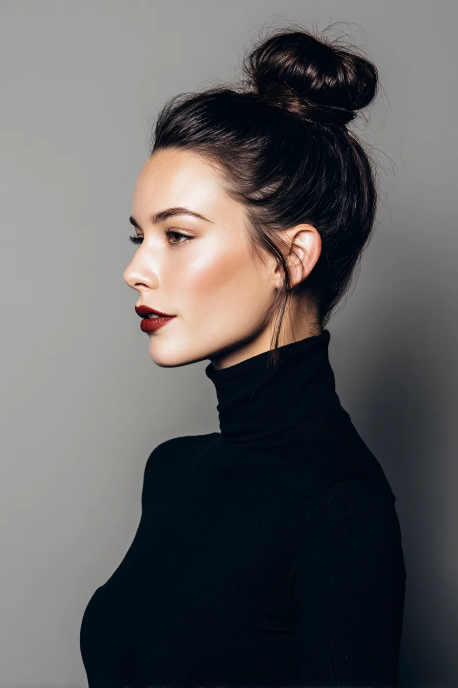 Sleek High Bun with Soft Face‑Framing Tendrils