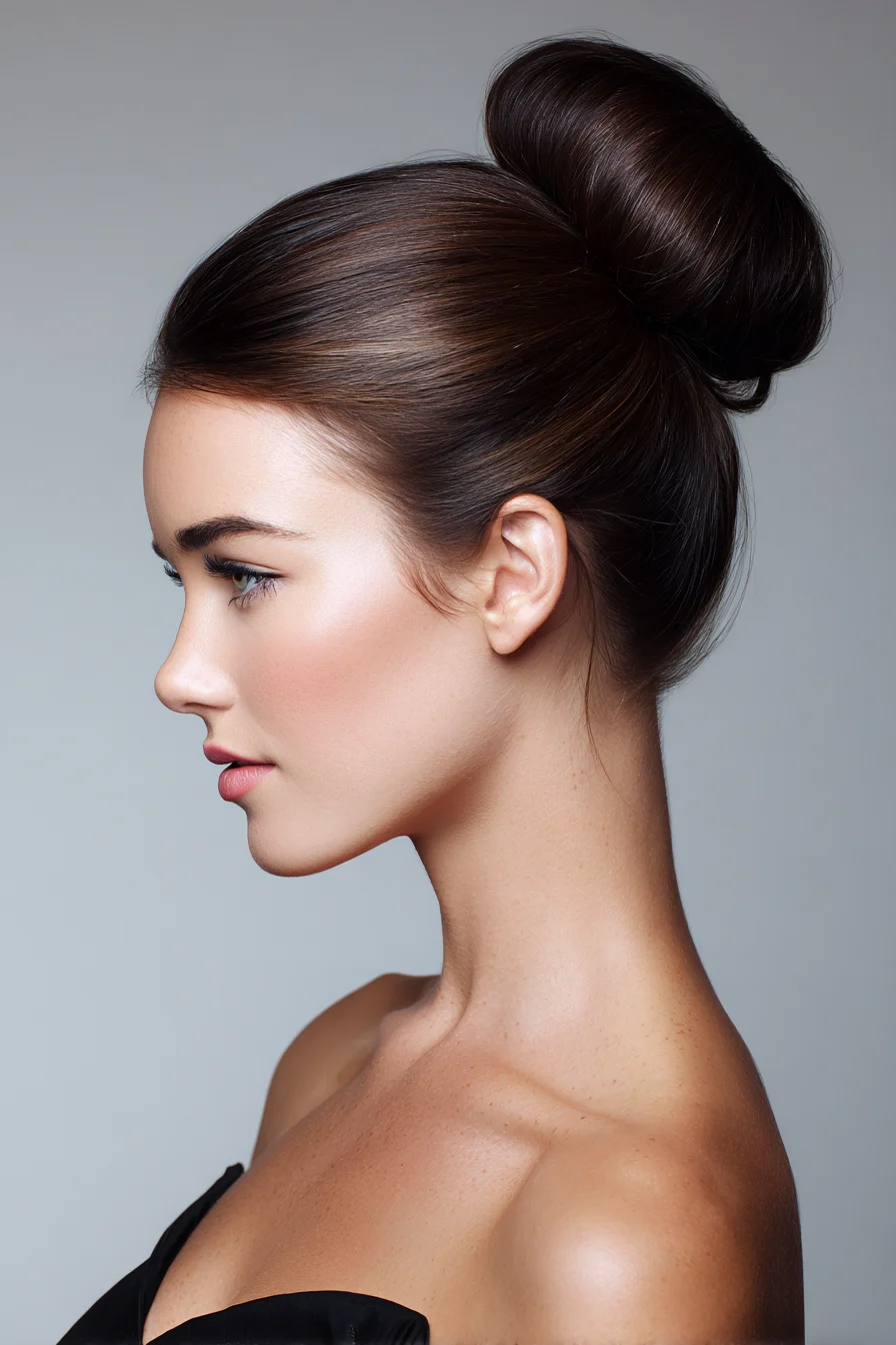 Sleek High Chignon Bun — Polished Updo for Medium to Thick Hair