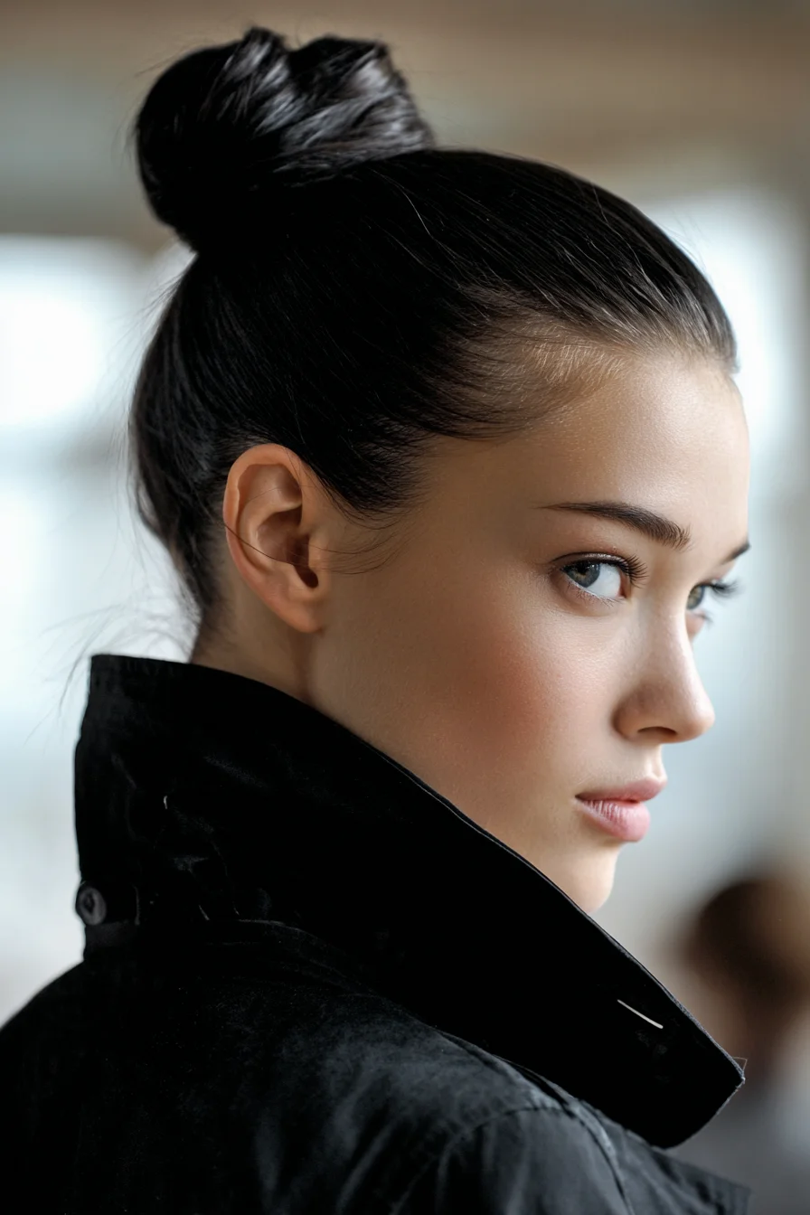 Sleek High Top Knot Bun — Polished Sleek Bun for Straight to Wavy Hair