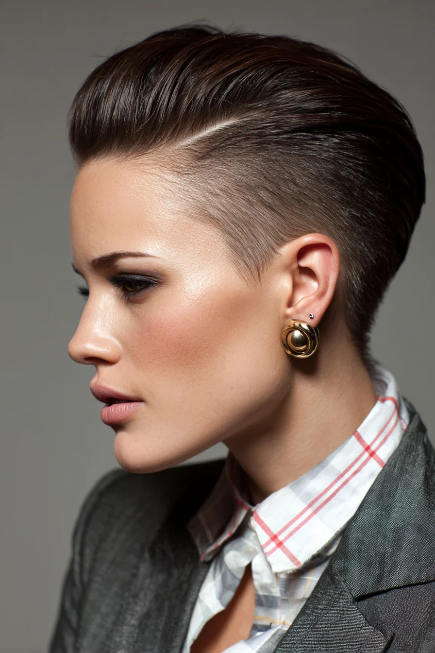 Sleek Slicked-Back Undercut with Defined Side Part