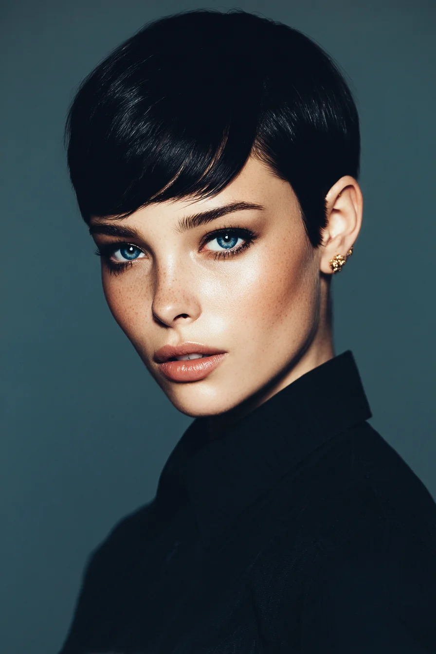 Sleek Textured Pixie with Side-Swept Fringe