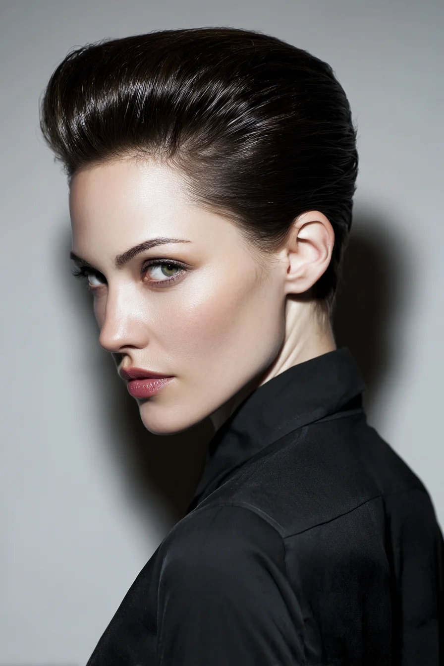 Slicked-Back Pompadour with Volume — Short to Medium Hair