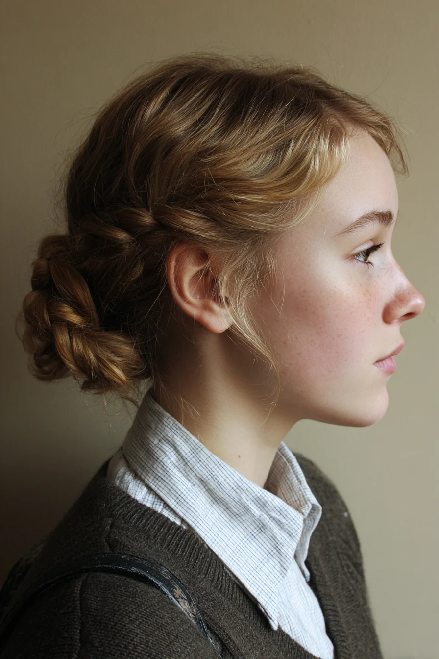 Soft Braided Low Bun with Face-Framing Tendrils