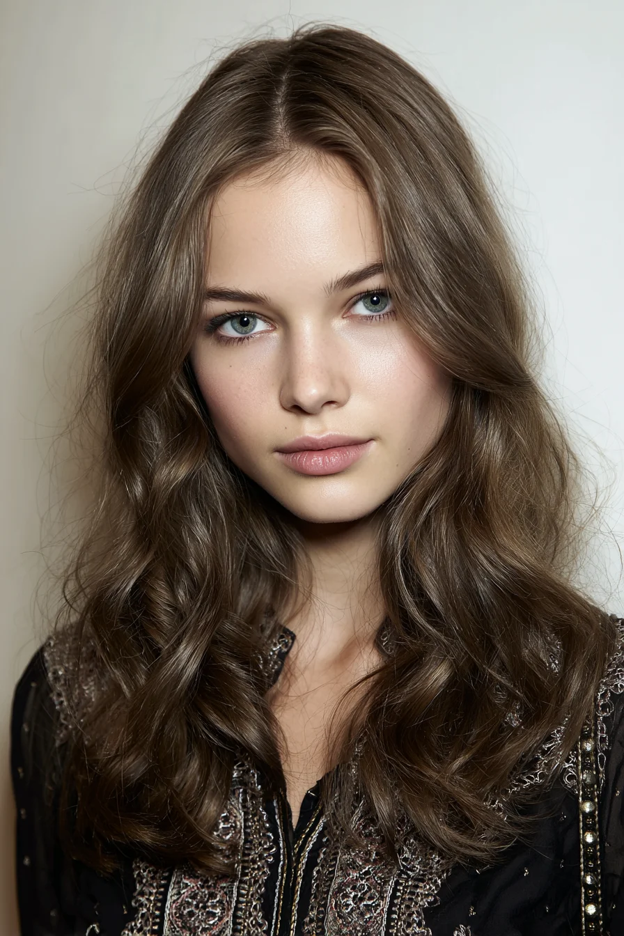 Soft Center-Parted Loose Waves for Medium-to-Long Hair